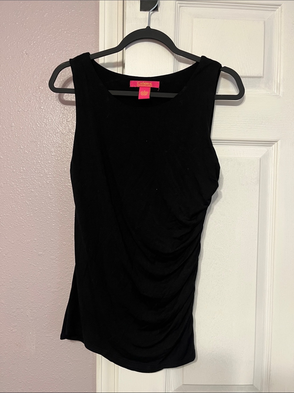 Catherine Malandrino Black Sleeveless Ruched Side Tank